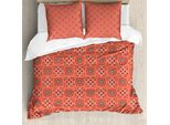 Abakuhaus Set Copripiumino Boho Per Letti Singoli, Motivo Talavera Inspire, Antiacaro, Adatto A Chi Soffre Di Allergie, Con Federa, 200 Cm X 200 Cm - 80 X 80 Cm, Burnt Sienna Seafoam