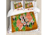 Abakuhaus Set Copripiumino Wasabi Per Letti Singoli, Plate Of Tasty Food, Antiacaro, Adatto A Chi Soffre Di Allergie, Con Federa, 200 Cm X 200 Cm - 80 X 80 Cm, Multicolore