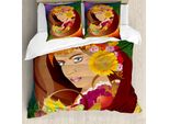Abakuhaus Set Copripiumino Per Letto Singolo Da Bambina, Petali Di Fiori E Frutta, Antiacaro, Adatto A Chi Soffre Di Allergie, Con Federa, 155 Cm X 220 Cm - 80 X 80 Cm, Multicolore