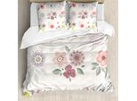 Abakuhaus Set Copripiumino Per Letto Singolo Blumenweinlese, Motivi Floreali Continui, Antiacaro, Adatto A Chi Soffre Di Allergie, Con Federa, 200 Cm X 200 Cm - 80 X 80 Cm, Multicolore