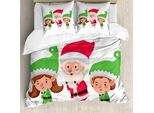Abakuhaus Set Copripiumino Per Letto Singolo, Ragazzo E Ragazza, Babbo Natale, Antiacaro, Adatto A Chi Soffre Di Allergie, Con Federa, 200 Cm X 200 Cm - 80 X 80 Cm, Rosa-Verde Lime