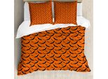 Set Copripiumino Abakuhaus Halloween Per Letti Singoli, Motivo Moschette, Antiacaro, Adatto A Chi Soffre Di Allergie, Con Federa, 155 Cm X 220 Cm - 80 X 80 Cm, Arancione Grigio