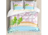 Abakuhaus Set Copripiumino Astratto Surreale Per Letti Singoli, Montagna Poligonale, Antiacaro, Adatto A Chi Soffre Di Allergie, Con Federa, 155 Cm X 220 Cm - 80 X 80 Cm, Multicolore