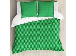 Abakuhaus Set Copripiumino Abstract Green Per Letti Singoli, Motivo A Pois, Antiacaro, Adatto A Chi Soffre Di Allergie, Con Federa, 155 Cm X 220 Cm - 80 X 80 Cm, Verde E Bianco