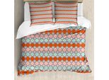 Abakuhaus Set Copripiumino Quatrefoil Per Letti Singoli, Arte Folcloristica Colorata, Antiacaro, Adatto A Chi Soffre Di Allergie, Con Federa, 155 Cm X 220 Cm - 80 X 80 Cm, Multicolore