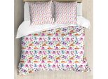 Abakuhaus Set Copripiumino Per Letti Singoli, Divertenti Dinosauri E Cactus, Antiacaro, Adatto A Chi Soffre Di Allergie, Con Federa, 200 Cm X 200 Cm - 80 X 80 Cm, Multicolore
