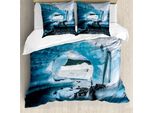 Set Copripiumino Abakuhaus Ice Berg Per Letti Singoli, Matanuska Glacier River, Antiacaro, Adatto A Chi Soffre Di Allergie, Con Federa, 155 Cm X 220 Cm - 80 X 80 Cm, Aqua Pale Purpleblue