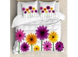 Abakuhaus Set Copripiumino Gerber Daisy Per Letti Singoli, Semplici Fiori Primaverili, Antiacaro, Adatto A Chi Soffre Di Allergie, Con Federa, 200 Cm X 200 Cm - 80 X 80 Cm, Multicolore
