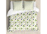 Abakuhaus Set Copripiumino Per Letto Singolo, Modello Estivo Fresh Citrus, Antiacaro, Adatto A Chi Soffre Di Allergie, Con Federa, 155 Cm X 220 Cm - 80 X 80 Cm, Verde Senape E Kaki