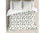 Abakuhaus Set Copripiumino Per Letto Singolo, Prickle Piante Desertiche Fiori, Antiacaro Adatto A Chi Soffre Di Allergie Con Federa, 200 Cm X 200 Cm - 80 X 80 Cm, Verde Giada Vermiglio