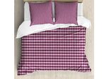 Abakuhaus Set Copripiumino Quatrefoil Per Letti Singoli, Motivo A Rete, Antiacaro, Adatto A Chi Soffre Di Allergie, Con Federa, 200 Cm X 200 Cm - 80 X 80 Cm, Rosa Baby Prugna