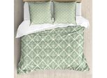 Abakuhaus Set Copripiumino Abstract Green Per Letti Singoli, Damasco Vittoriano Artistico, Antiacaro, Adatto A Chi Soffre Di Allergie, Con Federa, 200 Cm X 200 Cm - 80 X 80 Cm, Verde Giada-Verde Pastello