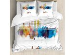Abakuhaus Set Copripiumino Austin Per Letti Singoli, Macchie Di Colore Tipografiche, Antiacaro, Adatto A Chi Soffre Di Allergie, Con Federa, 155 Cm X 220 Cm - 80 X 80 Cm, Multicolore