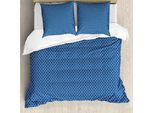 Set Copripiumino Abakuhaus Quatrefoil Per Letti Singoli, Artificiale Lattice, Antiacaro, Adatto A Chi Soffre Di Allergie, Con Federa, 155 Cm X 220 Cm - 80 X 80 Cm, Blu Cielo Scuro E Bianco