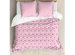 Abakuhaus Set Copripiumino Per Letti Singoli, Fiori Rosa In Esagoni, Antiacaro, Adatto A Chi Soffre Di Allergie, Con Federa, 200 Cm X 200 Cm - 80 X 80 Cm, Rosa Baby-Bianco