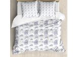 Abakuhaus Set Copripiumino Per Letto Singolo, Disegno Ad Acquerello Con Navi, Antiacaro, Adatto A Chi Soffre Di Allergie, Con Federa, 155 Cm X 220 Cm - 80 X 80 Cm, Viola Verde