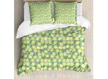 Abakuhaus Set Copripiumino Per Letto Singolo, Agrumi Tonalità Pastello, Antiacaro, Adatto A Chi Soffre Di Allergie, Con Federa, 155 Cm X 220 Cm - 80 X 80 Cm, Verde Oliva Giallo