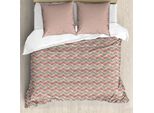 Abakuhaus Set Copripiumino Per Letti Singoli, Motivo A Zigzag Allineati, Antiacaro, Adatto A Chi Soffre Di Allergie, Con Federa, 155 Cm X 220 Cm - 80 X 80 Cm, Vermiglio Rosa Pallido