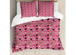 Abakuhaus Set Copripiumino Wasabi Per Letti Singoli, Stile Kawaii Sushi, Antiacaro, Adatto A Chi Soffre Di Allergie, Con Federa, 155 Cm X 220 Cm - 80 X 80 Cm, Rosa E Multicolore