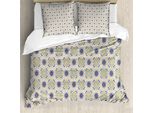 Set Copripiumino Abakuhaus Boho Per Letti Singoli, Piccolo Dettaglio Con Motivo Medaglione, Antiacaro E Anallergico, Con Federa, 155 Cm X 220 Cm - 80 X 80 Cm, Giallo Scuro Indaco