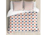 Abakuhaus Set Copripiumino Vintage Nautical Tattoo Per Letti Singoli, Vibrant Octopus, Antiacaro E Anallergico Con Federa, 200 Cm X 200 Cm - 80 X 80 Cm, Night Blue Champagne