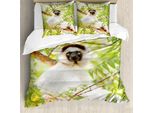 Abakuhaus Set Copripiumino Per Letti Singoli Lemur, Foto Larvensifaka Selvaggio, Antiacaro, Adatto A Chi Soffre Di Allergie, Con Federa, 200 Cm X 200 Cm - 80 X 80 Cm, Verde Mela Multicolore
