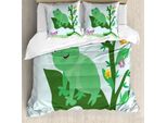 Abakuhaus Set Copripiumino Per Letti Singoli, Childish Animali Petalo Di Fiore, Antiacaro Adatto A Chi Soffre Di Allergie Con Federa, 155 Cm X 220 Cm - 80 X 80 Cm, Multicolore