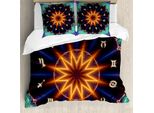 Set Copripiumino Abakuhaus Astral Per Letti Singoli, Ruota Dello Zodiaco Sun, Antiacaro, Adatto A Chi Soffre Di Allergie, Con Federa, 155 Cm X 220 Cm - 80 X 80 Cm, Multicolore