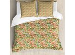 Abakuhaus Set Copripiumino Per Letti Singoli, Fiori Classici Pastello, Antiacaro, Adatto A Chi Soffre Di Allergie, Con Federa, 155 Cm X 220 Cm - 80 X 80 Cm, Crema Multicolore