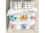 Abakuhaus Set Copripiumino Per Letto Singolo Blumenweinlese, Bouquet Di Fiori Acquerellati, Antiacaro, Adatto A Chi Soffre Di Allergie, Con Federa, 200 Cm X 200 Cm - 80 X 80 Cm, Multicolore