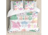 Abakuhaus Set Copripiumino Dino Per Letti Singoli, Baby-T-Rex Nursery Temi Artistici, Antiacaro Adatto A Chi Soffre Di Allergie Con Federa, 200 Cm X 200 Cm - 80 X 80 Cm, Multicolore