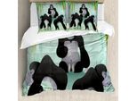 Abakuhaus Set Copripiumino Per Letto Singolo, Animali Della Foresta Chunky, Antiacaro, Adatto A Chi Soffre Di Allergie, Con Federa, 155 Cm X 220 Cm - 80 X 80 Cm, Grigio Verde