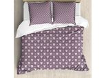 Abakuhaus Set Copripiumino Vintage Valentine Per Letti Singoli, Cuori A Pois, Antiacaro, Adatto A Chi Soffre Di Allergie, Con Federa, 200 Cm X 200 Cm - 80 X 80 Cm, Pale Aubergine Rose