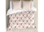 Abakuhaus Affe Set Copripiumino Per Letti Singoli, Scimmiette Divertenti E Pois, Antiacaro, Adatto A Chi Soffre Di Allergie, Con Federa, 155 Cm X 220 Cm - 80 X 80 Cm, Champagne Multicolor