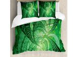 Abakuhaus Set Copripiumino Per Letti Singoli, Spirali Astratte Vorticose, Antiacaro, Adatto A Chi Soffre Di Allergie, Con Federa, 155 Cm X 220 Cm - 80 X 80 Cm, Verde Smeraldo Shamrock