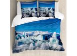 Set Copripiumino Abakuhaus Ice Berg Per Letti Singoli, Glacier Elements Lagoon, Antiacaro, Adatto A Chi Soffre Di Allergie, Con Federa, 200 Cm X 200 Cm - 80 X 80 Cm, Blu Azzurro Multicolore
