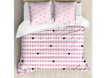 Abakuhaus Set Copripiumino Vintage Valentine Per Letti Singoli, Simmetrico, Antiacaro, Adatto A Chi Soffre Di Allergie, Con Federa, 200 Cm X 200 Cm - 80 X 80 Cm, Grigio Antracite E Rosa