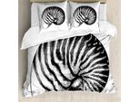 Abakuhaus Set Copripiumino Vintage Nautical Tattoo Per Letti Singoli, Vintage Sea Shell, Antiacaro E Anallergico Con Federa, 200 Cm X 200 Cm - 80 X 80 Cm, Grigio Antracite E Bianco