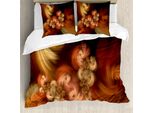Abakuhaus Set Copripiumino Astratto Surreale Per Letti Singoli, Spirale Frattale, Antiacaro, Adatto A Chi Soffre Di Allergie, Con Federa, 155 Cm X 220 Cm - 80 X 80 Cm, Cioccolato E Cannella