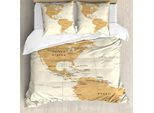 Abakuhaus Venezuela Set Copripiumino Per Letti Singoli, Mappa Del Nord E Sud America, Antiacaro, Adatto A Chi Soffre Di Allergie, Con Federa, 155 Cm X 220 Cm - 80 X 80 Cm, Sabbia Marrone Crema