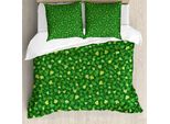 Abakuhaus Set Copripiumino Abstract Green Per Letti Singoli, Piante Rampicanti Cartoon, Antiacaro, Adatto A Chi Soffre Di Allergie, Con Federa, 155 Cm X 220 Cm - 80 X 80 Cm, Verde Avocado