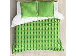 Abakuhaus Set Copripiumino Abstract Green Per Letti Singoli, Diagonal Square Art, Antiacaro, Adatto A Chi Soffre Di Allergie, Con Federa, 155 Cm X 220 Cm - 80 X 80 Cm, Verde Mandorla