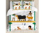 Abakuhaus Set Copripiumino Egiziano Per Letti Singoli, Uomo E Animale, Antiacaro, Adatto A Chi Soffre Di Allergie, Con Federa, 155 Cm X 220 Cm - 80 X 80 Cm, Multicolore