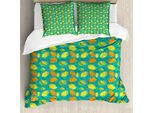 Abakuhaus Set Copripiumino Per Letto Singolo, Colore Vivace Citrus Cartoon, Antiacaro E Anallergico, Con Federa, 155 Cm X 220 Cm - 80 X 80 Cm, Azzurro E Multicolore