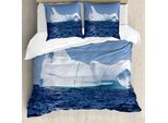 Set Copripiumino Abakuhaus Ice Berg Per Letti Singoli, Paesaggio Oceanico Gelido, Antiacaro, Adatto A Chi Soffre Di Allergie, Con Federa, 155 Cm X 220 Cm - 80 X 80 Cm, Multicolore