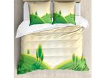 Abakuhaus Set Copripiumino Celtico Verde Per Letti Singoli, Paesaggio Agricolo Collinare, Antiacaro, Adatto A Chi Soffre Di Allergie, Con Federa, 155 Cm X 220 Cm - 80 X 80 Cm, Champagne Verde Giada