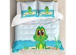 Abakuhaus Set Copripiumino Per Letti Singoli, Scena Con Animali Cartoon Per Camerette, Antiacaro E Anallergico, Con Federa, 155 Cm X 220 Cm - 80 X 80 Cm, Multicolore