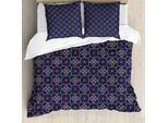 Abakuhaus Set Copripiumino Boho Per Letti Singoli, Motivi Mediterranei, Antiacaro, Adatto A Chi Soffre Di Allergie, Con Federa, 200 Cm X 200 Cm - 80 X 80 Cm, Indaco Multicolore