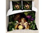 Abakuhaus Set Copripiumino Per Letto Singolo, Elf Con Lanterna Verde, Antiacaro, Adatto A Chi Soffre Di Allergie, Con Federa, 155 Cm X 220 Cm - 80 X 80 Cm, Verde Marrone