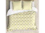 Abakuhaus Set Copripiumino A Pois Gialli Per Letti Singoli, Bunny Faces, Antiacaro, Adatto A Chi Soffre Di Allergie, Con Federa, 155 Cm X 220 Cm - 80 X 80 Cm, Giallo Chiaro